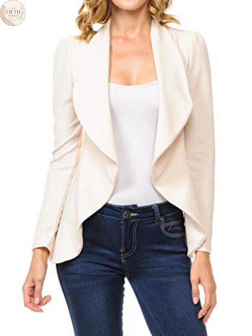 Long Sleeve Draped Open Front Lightweight Blazer